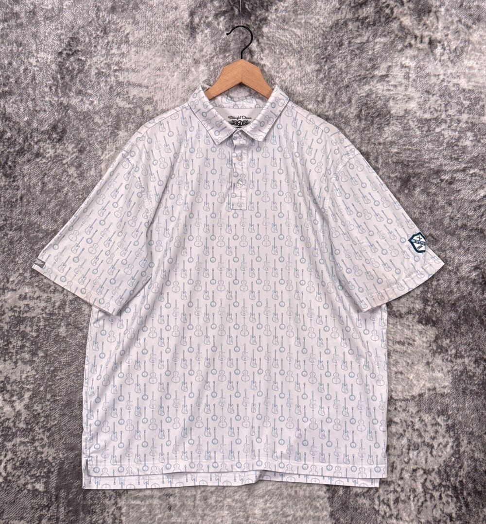 Straight Down Polo XXL Mens Guitar Print Short Sleeve Performance Golf